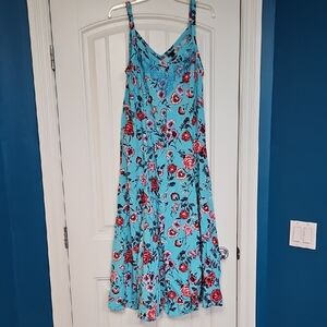 Torrid Pink and Red Floral Sundress Sleeveless Maxi